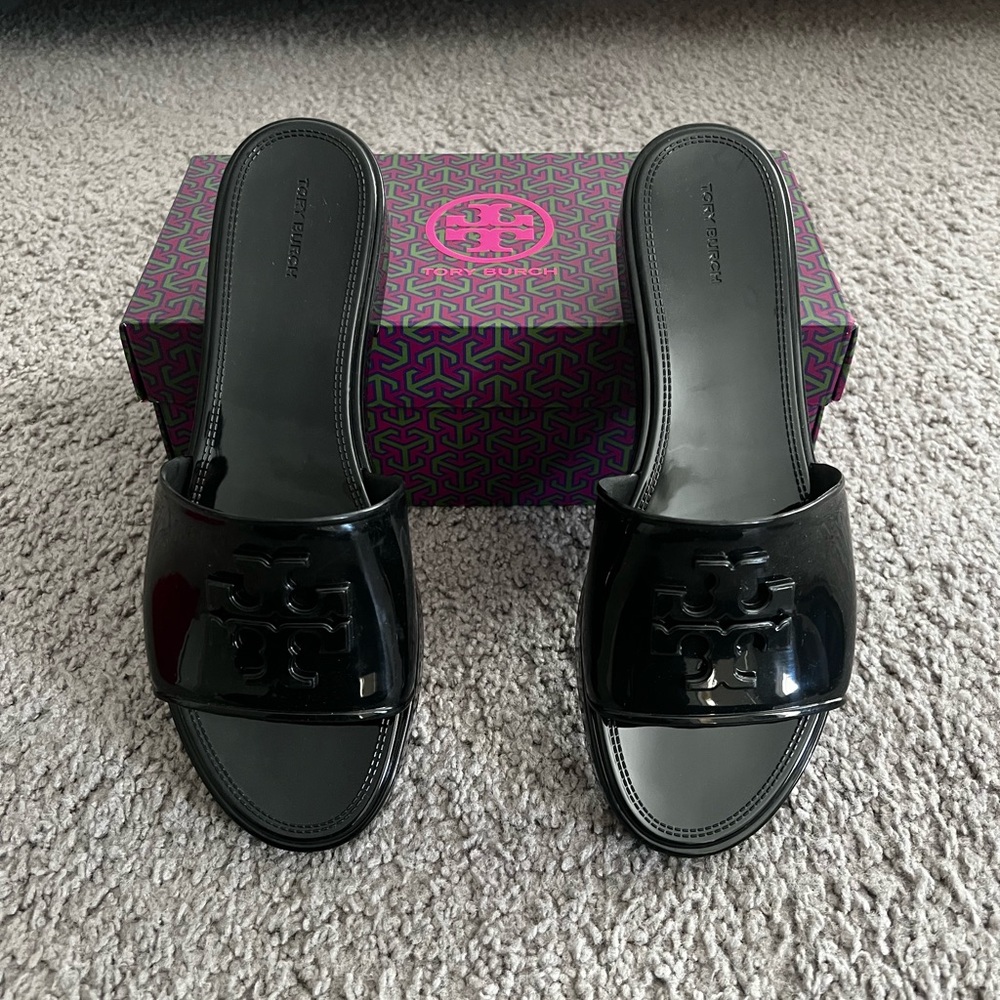 Tory Burch Glossy Black Sandals